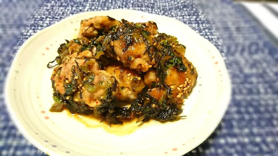 からあげビールさんの料理 ビールもご飯も進みまくり♪男子ウケ◎ピリ辛高菜生姜焼きチキン|☆Chieco☆さん