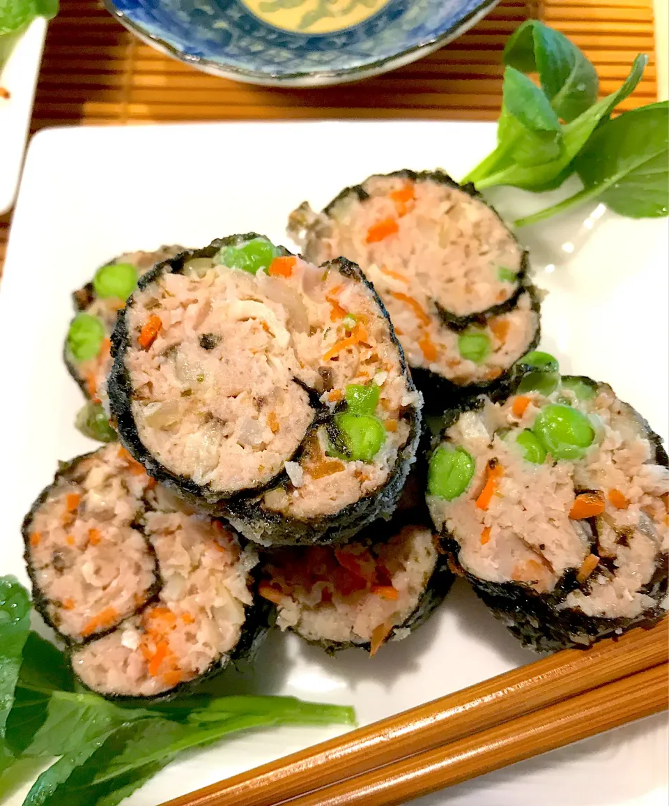 鶏豚合挽き肉の海苔巻き揚げ|シュトママさん