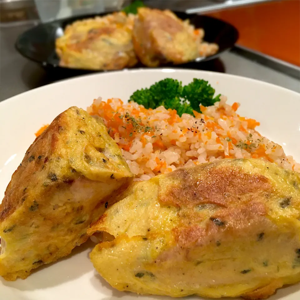 鰤のピカタとにんじんピラフ🐟🥚🥕|七海さん