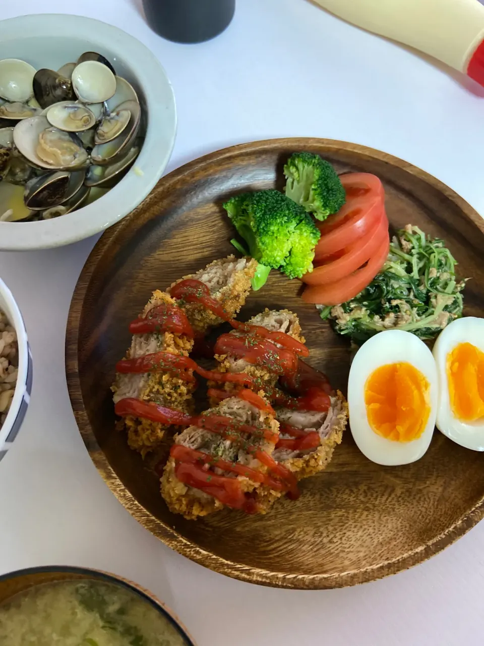 いつかの晩御飯😆ミルフィーユカツとハマグリバター🧈|ゆきさん