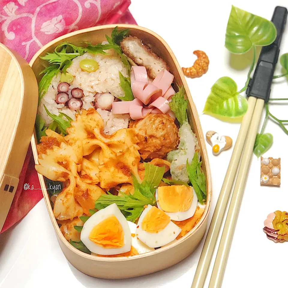 Snapdishの料理写真:リボンパスタの弁当🍝|かなこ🌼さん