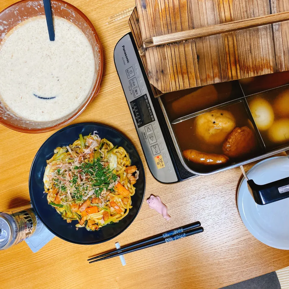 おうち居酒屋🏮おでん🍢、焼うどん、自然薯|naoさん