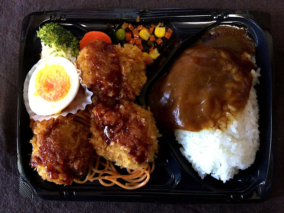 チキンカツ&カレー弁当|ばーさんさん