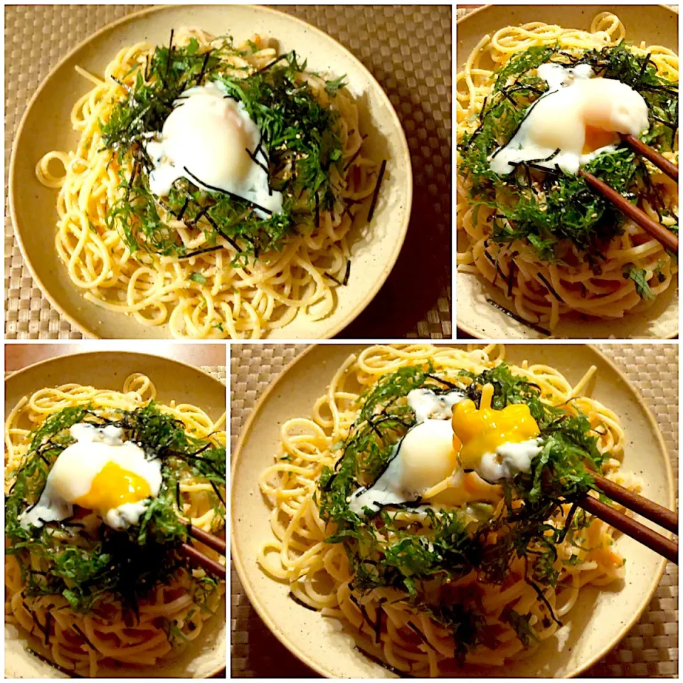 Pasta w/butter cod roe&Japanese herb🌿白出汁ﾊﾞﾀｰ和風ﾀﾗｺﾊﾟｽﾀ|🌈Ami🍻さん