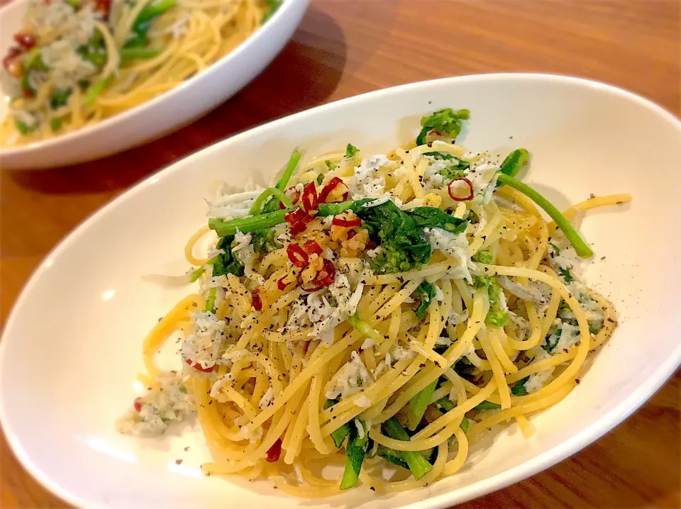 菜の花としらすの春パスタ|ふくすけ食堂さん