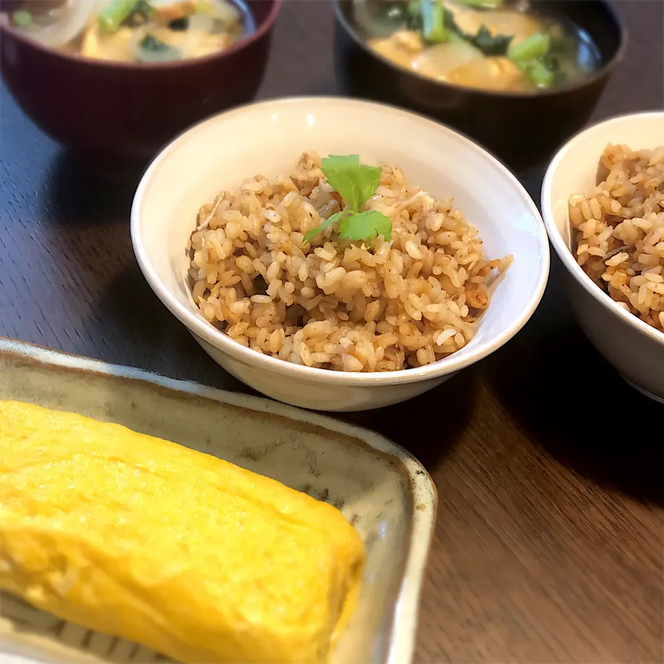 鯛の炊き込みでシンプル朝ごはん|モスグリーンさん