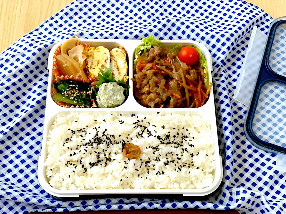 根菜と牛肉炒めのお弁当♪|たまごさん