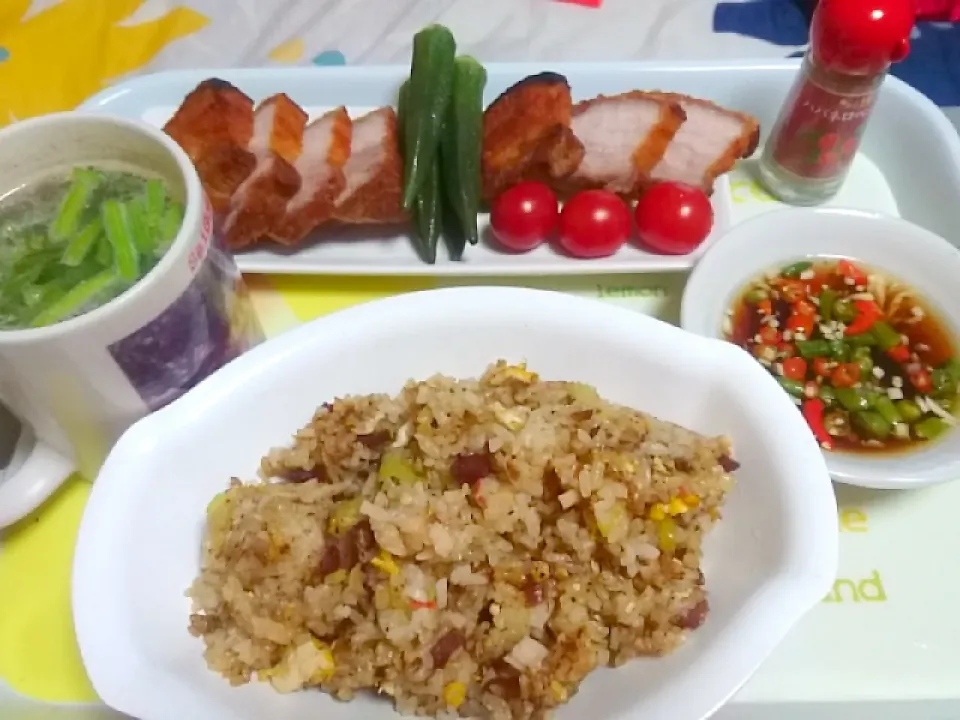 Lechon Kawali and Salami, Garlic Fried Rice|Wilma Williams Nuludさん