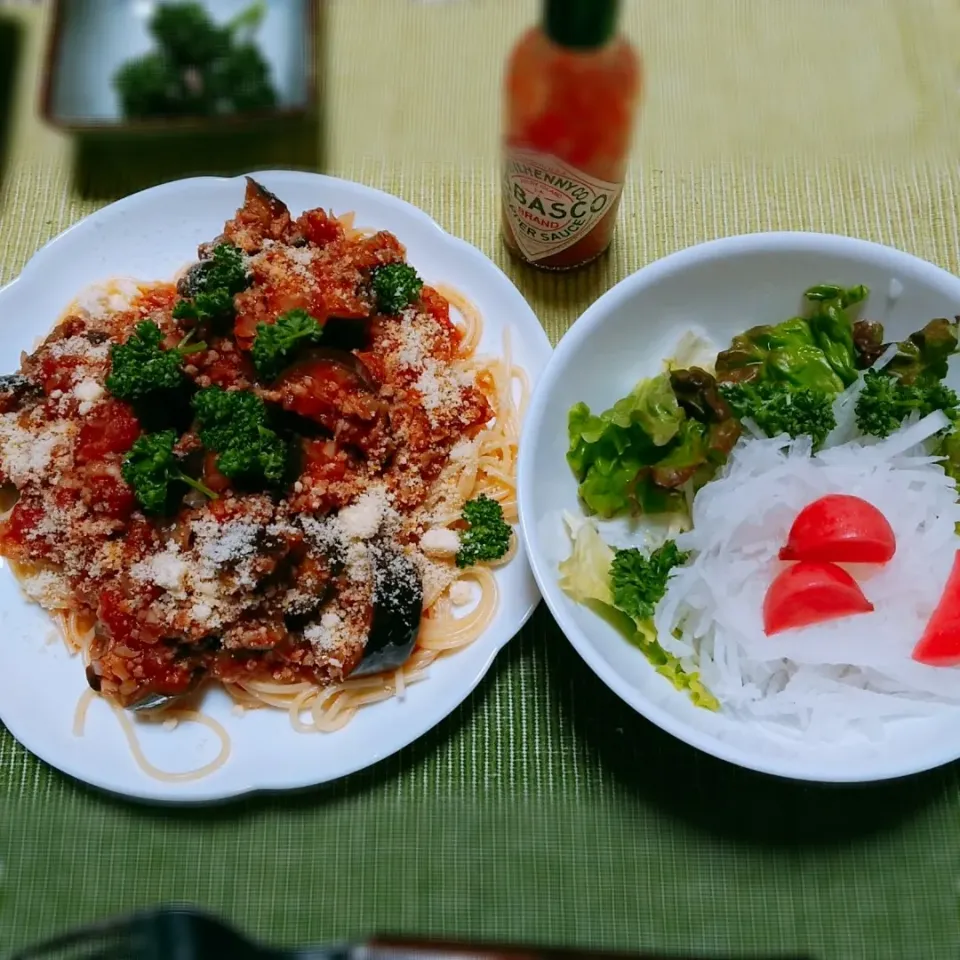 Snapdishの料理写真:茄子のミートソースパスタ|akkoさん