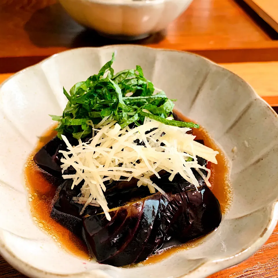 揚げなすの甘酢浸し✨薬味に青じそと針生姜。酸っぱめサッパリ味|いちごさん