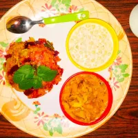 Snapdishの料理写真:Dalia palao,dahi bundi,cauliflower korma|lipiさん