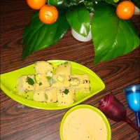 Snapdishの料理写真:dhokla with peanut chutney|lipiさん