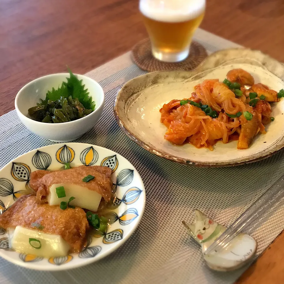 鶏もも肉と結びこんにゃくのキムチ炒め
いなりあげもち
ピーマンと大葉の炒め煮|𓇼 Ⓢ Ⓗ Ⓘ Ⓝ Ⓞ Ⓑ Ⓤ 𓇼さん