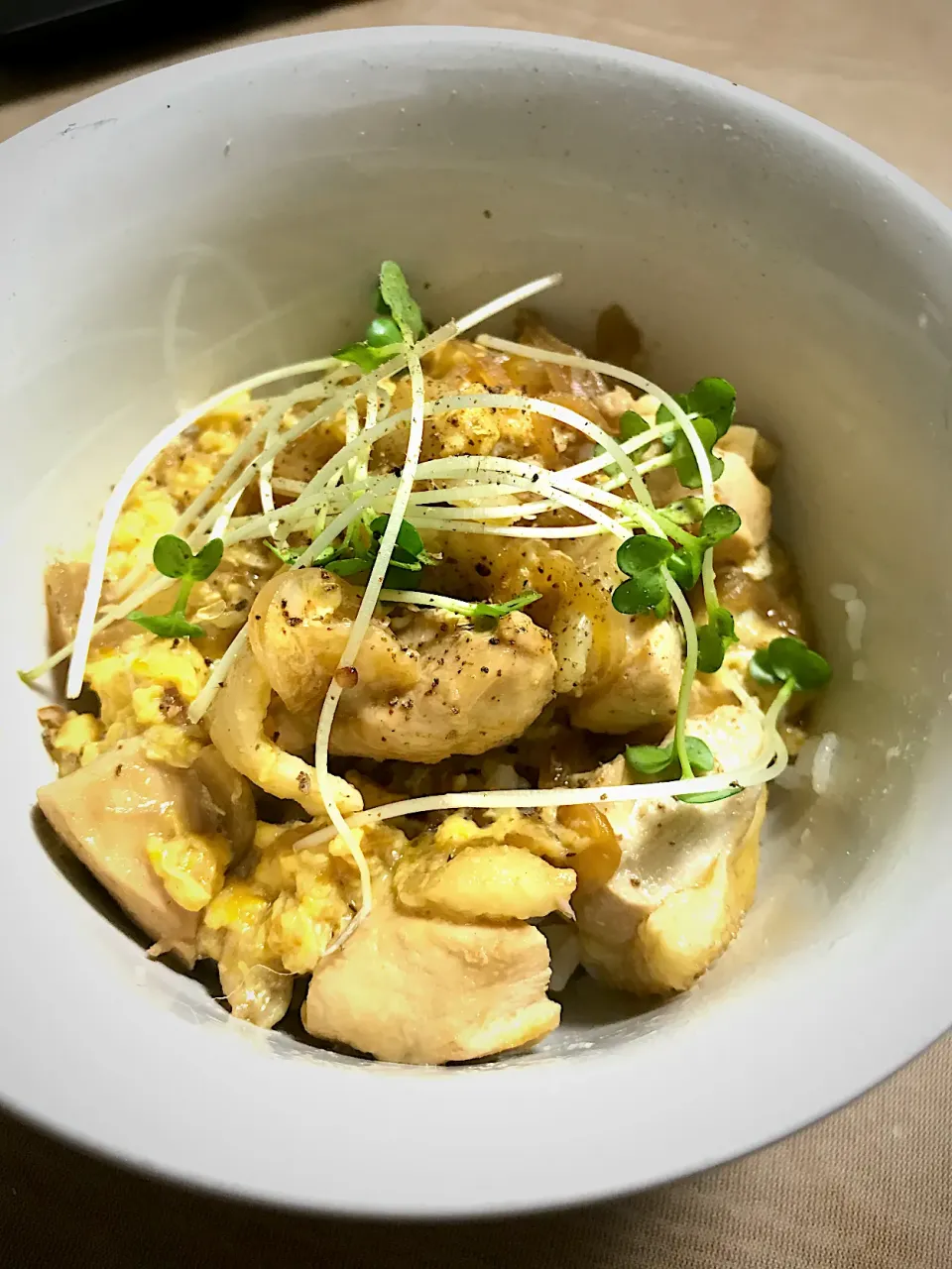 蕎麦つゆでつくった麻椒たっぷり親子丼|カピバラおやじさん