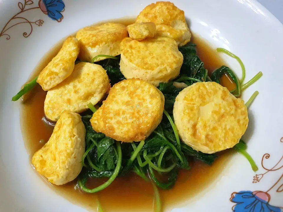 Egg tofu with garlic spinach 😋|🌷lynnlicious🌷さん