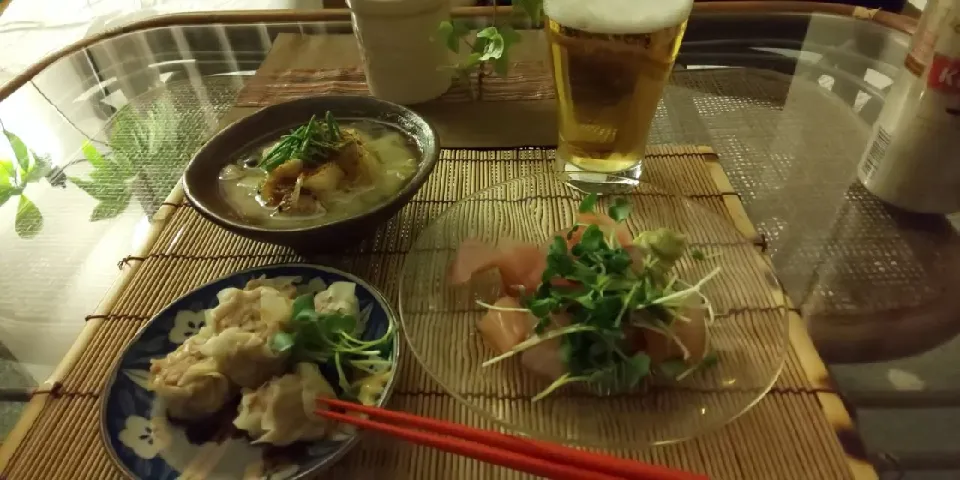 マグロ角、手作りシュウマイ、豚汁🍻深夜の晩餐♪|miyuki🌱さん