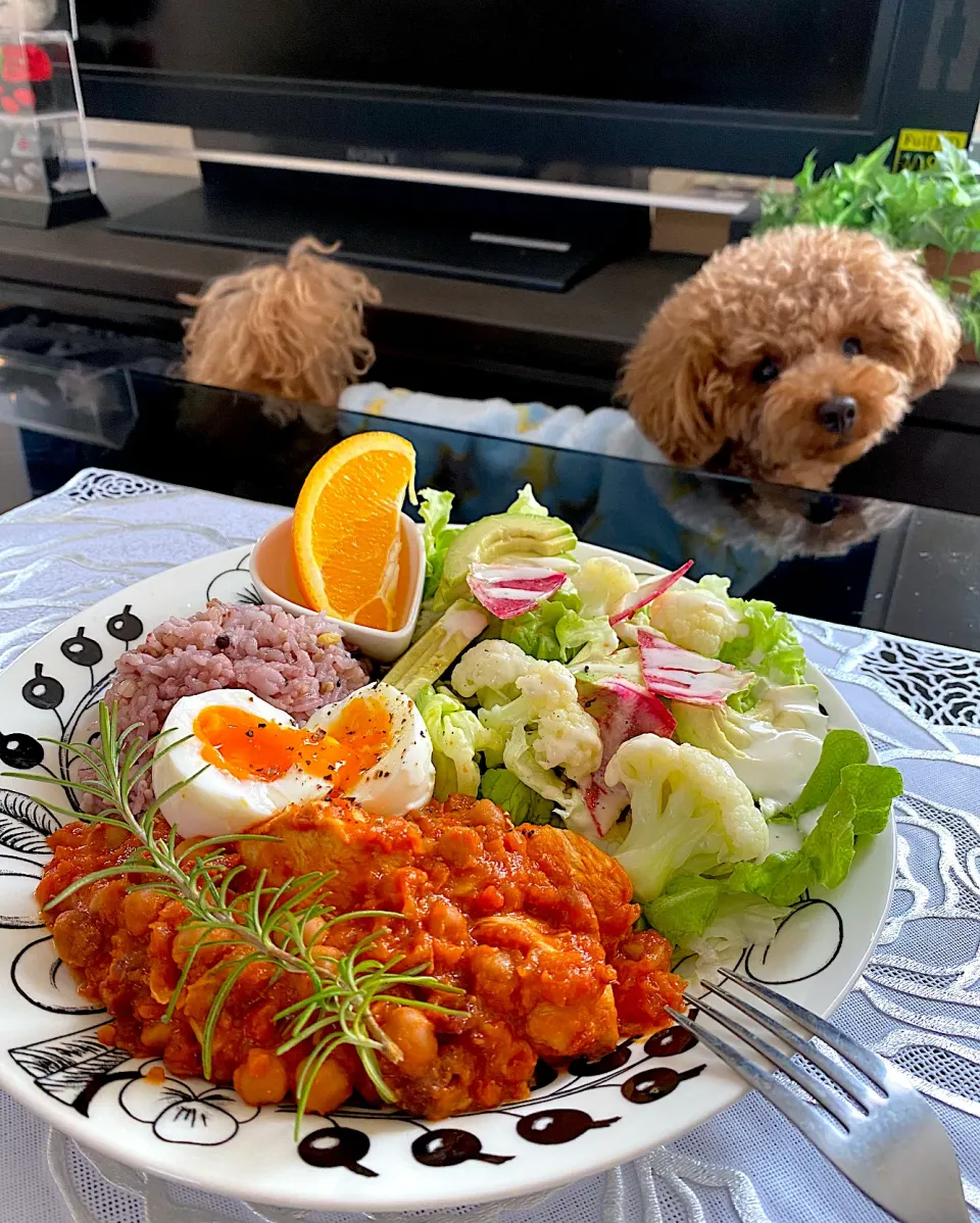 ひよこ豆とチキンのトマト煮プレート🐥|ゆかりさん