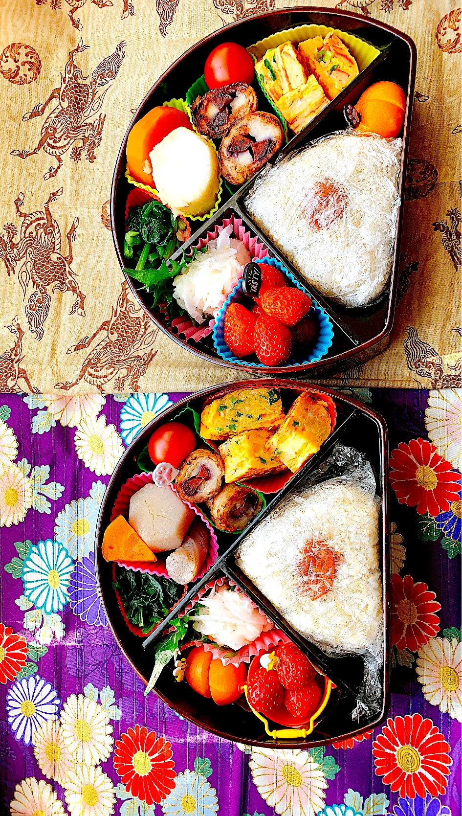 #夫婦弁当　#和食弁当　#本漆のお弁当箱　#玄米ご飯弁当|Blueberry🫐さん