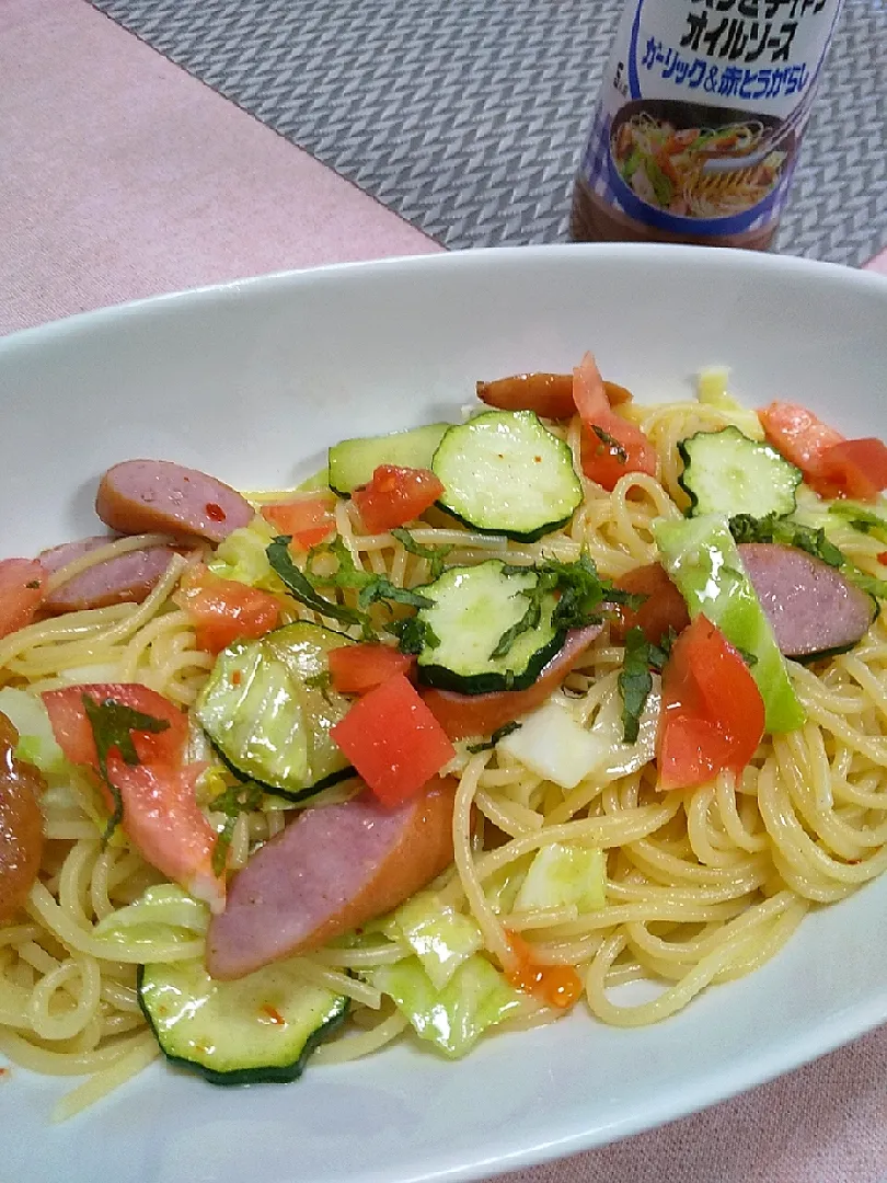 ☆今日のお昼ご飯☆　ガーリック＆赤とうがらしのパスタ|hamamaさん