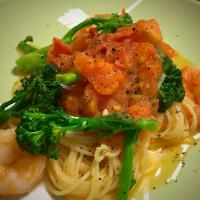 海老とトマトのパスタ