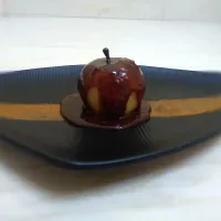 Poached Apple with Chocolate sauce with a swipe of cinnamon dust as garnish|Racerfoodieさん