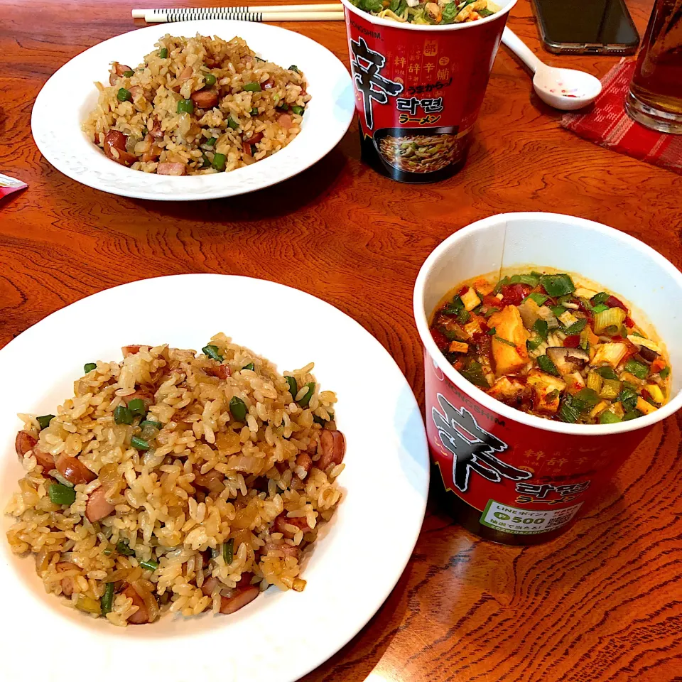 炒飯と辛ラーメン🍜😋|すかラインさん