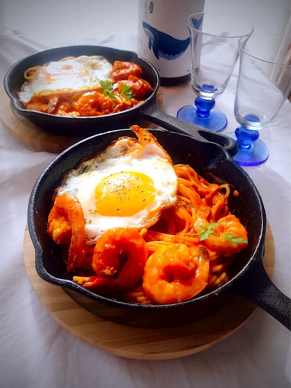 🦐海老トマトクリームパスタ🍝で乾杯|とんちんさん