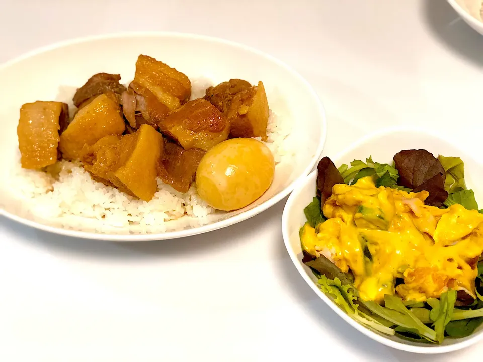 豚の角煮丼・かぼちゃのヨーグルトサラダ|えみさん