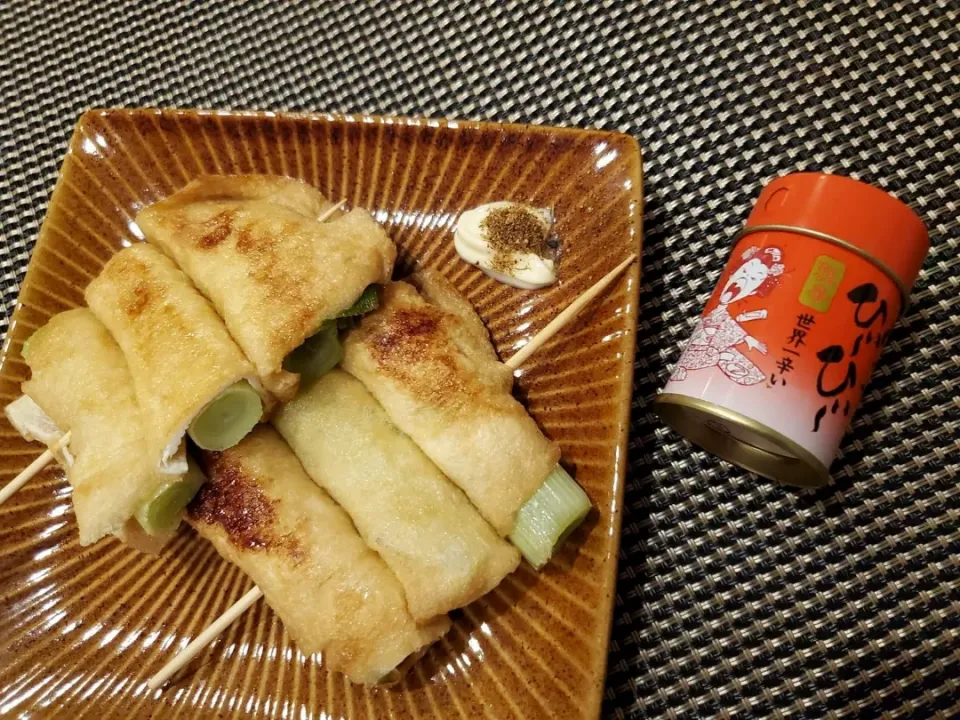 Snapdishの料理写真:ねぎの薄揚げ巻き|sakura.anninさん