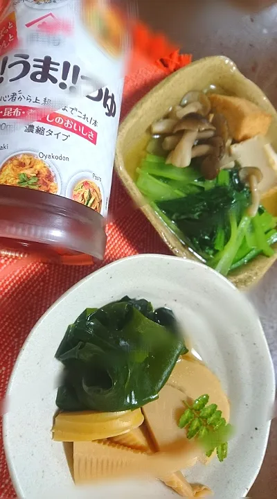 Snapdishの料理写真:若竹煮❇️
 
 厚揚げと小松菜煮物❇️|びせんさん