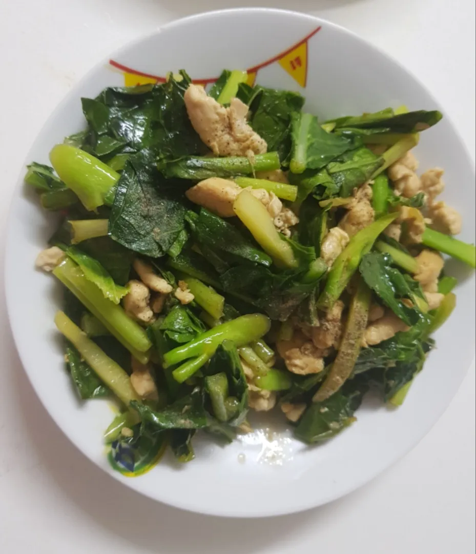 stir fry kale with chicken|patcookingfeverパットさん