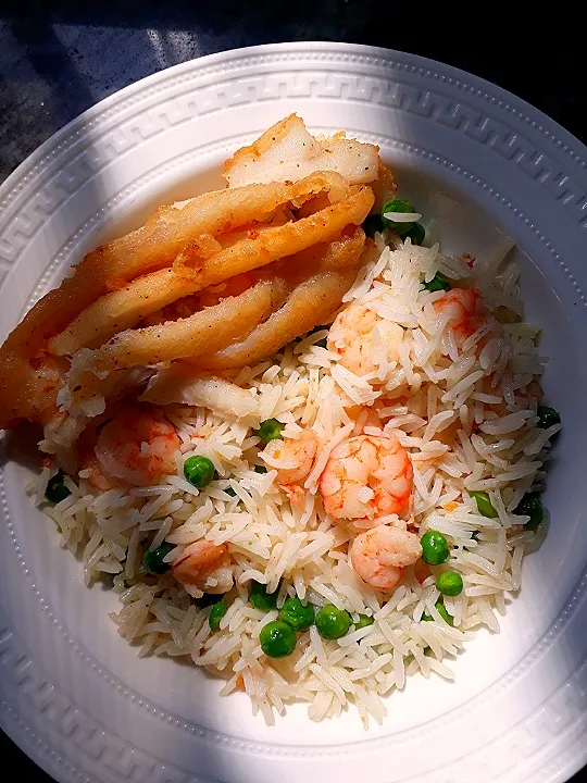 10min shrimps Fried rice with Pam seared Sole fillet😋😋|chef muyiwaさん