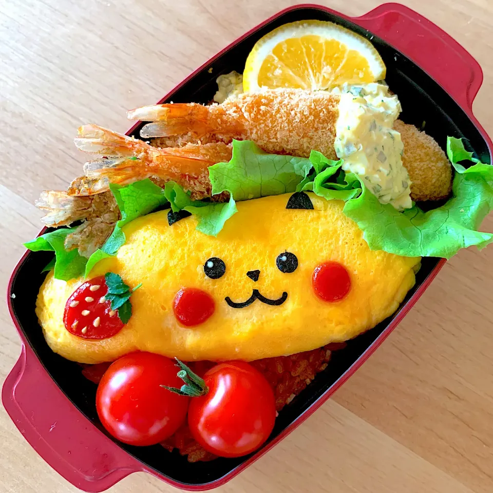 Snapdishの料理写真:ピカチュウオムライス弁当|jarinkoさん