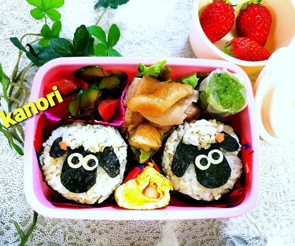 ひつじのショーンおにぎり弁当|かのりさん