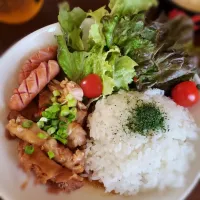 お昼ゴハン☺鶏もも肉のチャーシュープレート✨|ナッツさん