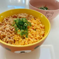 テレワーク中OLの鶏そぼろ丼|ちおさん