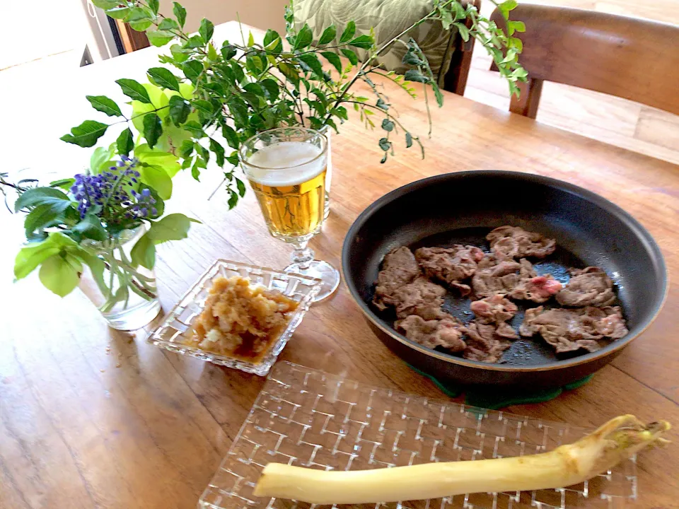 Snapdishの料理写真:フライパンバーベキュー🍳1人ランチ|yukiさん