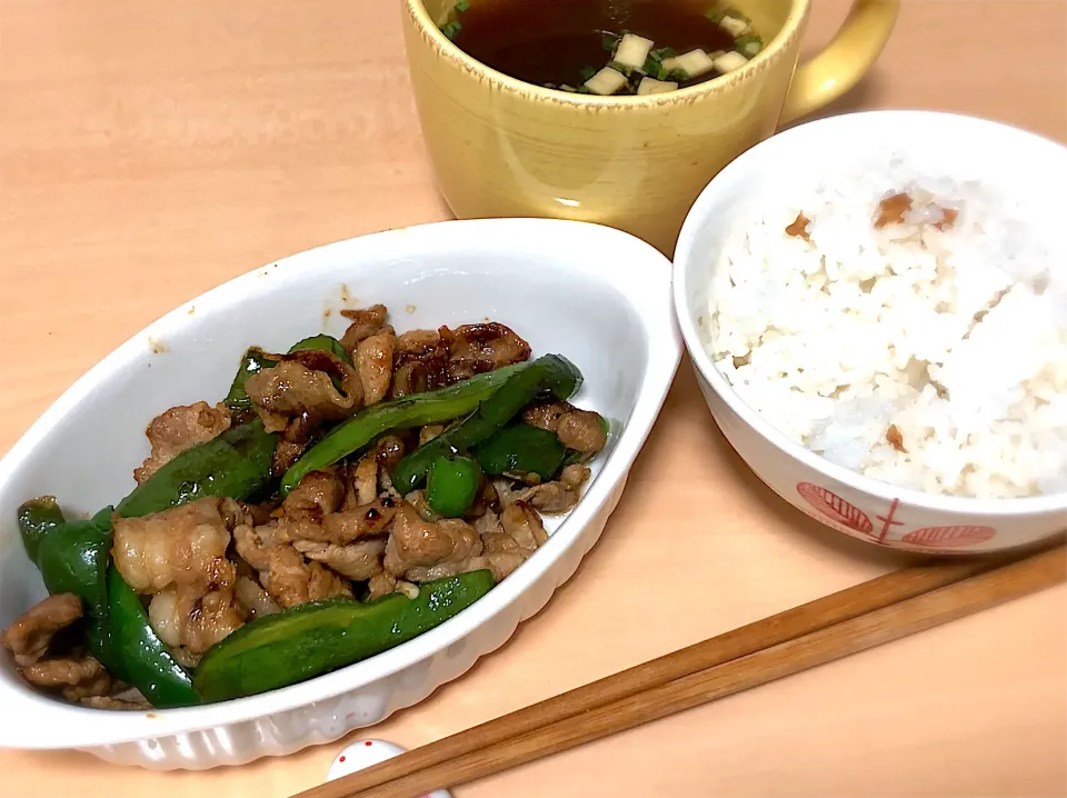 豚肉とピーマンのわさび醤油炒め❤️|ミキさん