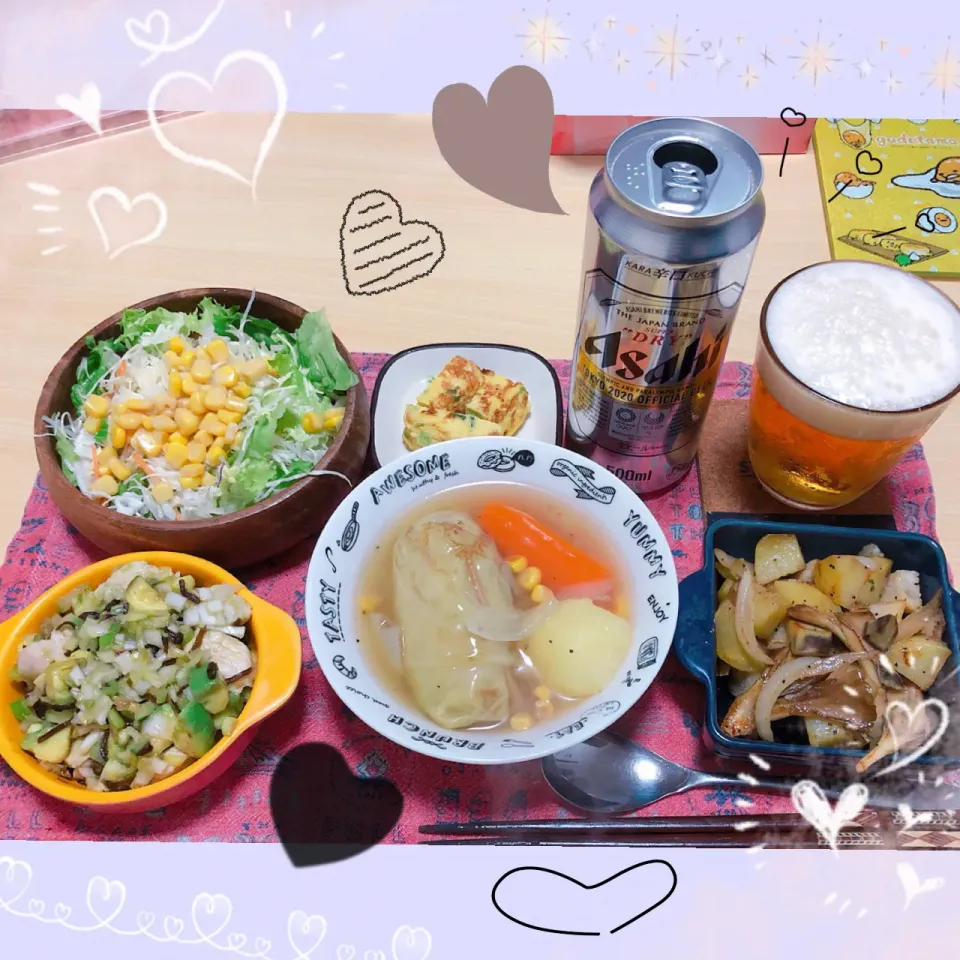 Snapdishの料理写真:４／９ ｔｈｒ 晩ごはん🍴＊○°|rinaronarさん