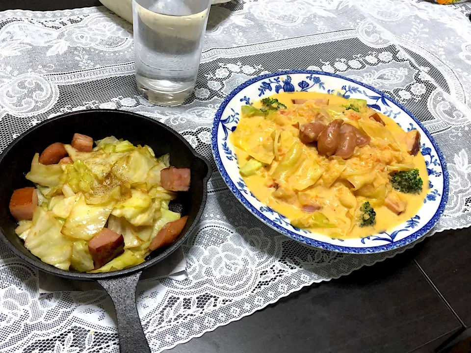 トマトクリームパスタとアンチョビキャベツ|誠至さん