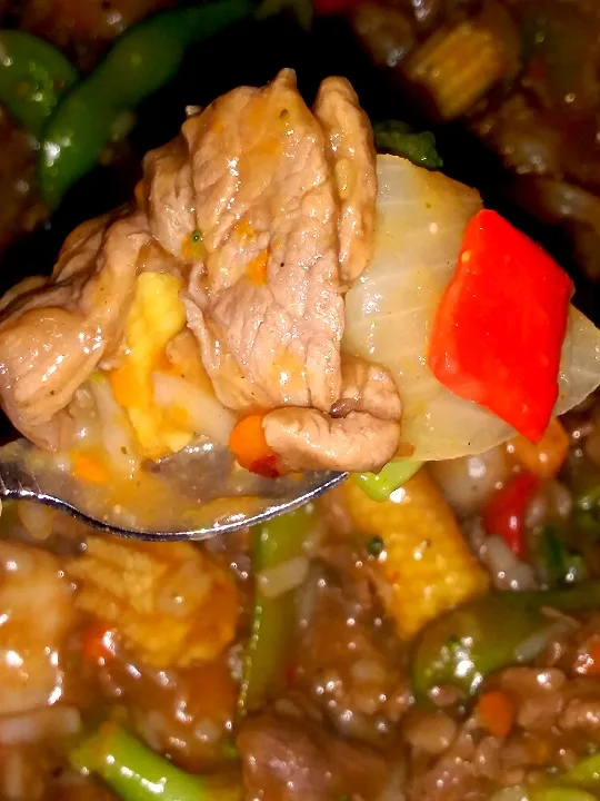 homemade beef and shrimp stirfry|amazindavisさん