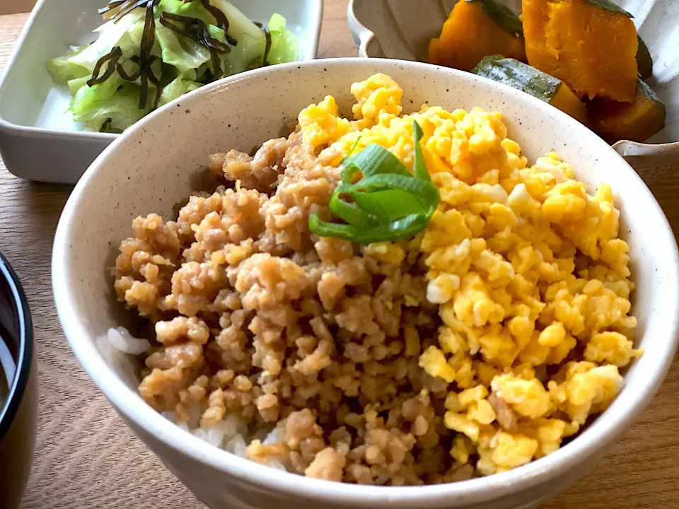 簡単ふわふわ鶏ひき肉そぼろ丼|りえままキッチンさん