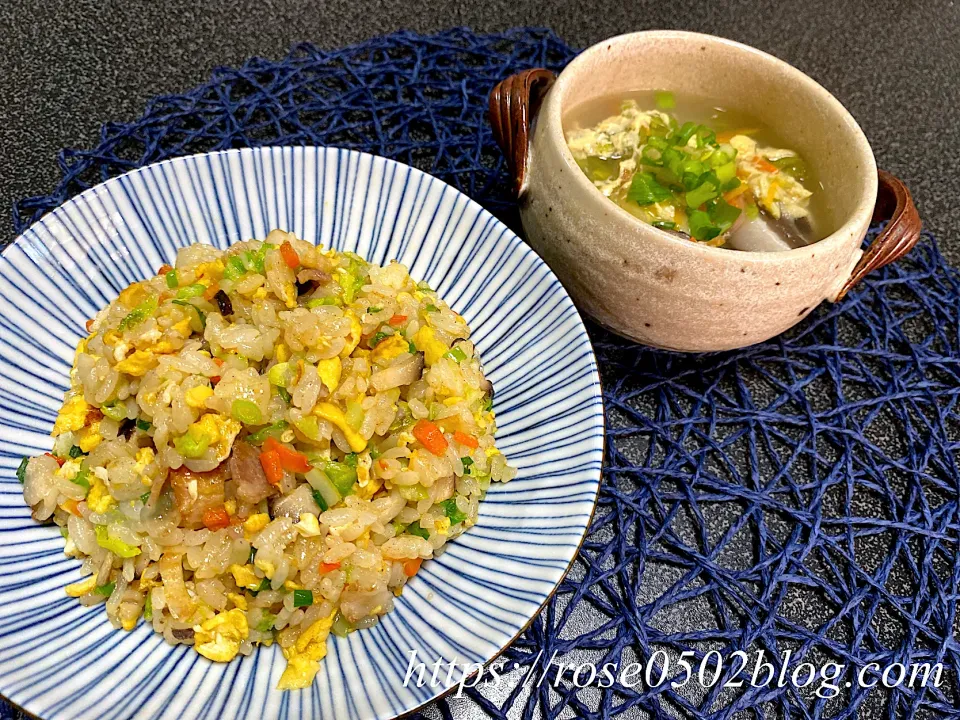 同じ食材で焼き飯と中華スープ|emiさん