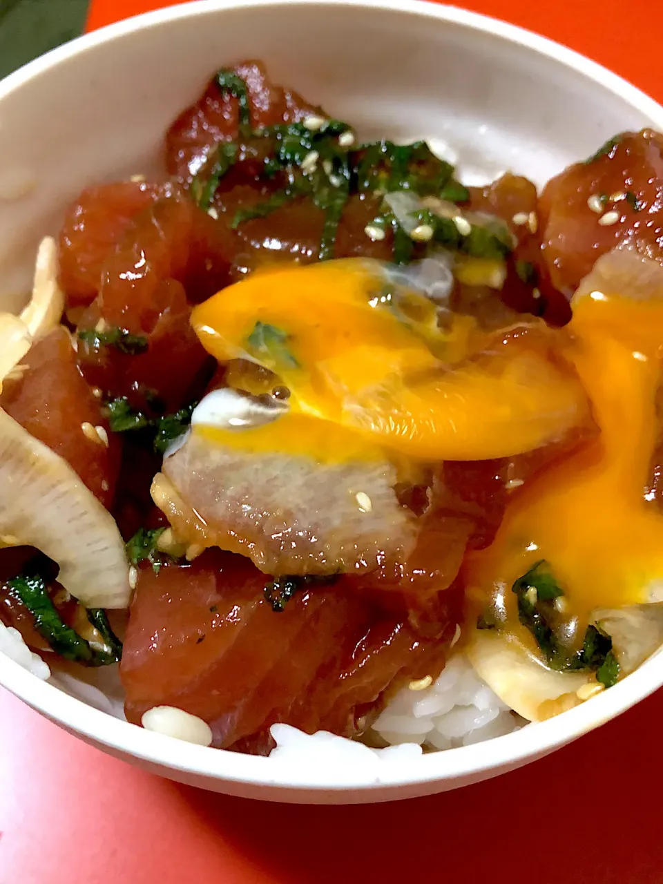 Snapdishの料理写真:アヒポキ丼|ばるさん