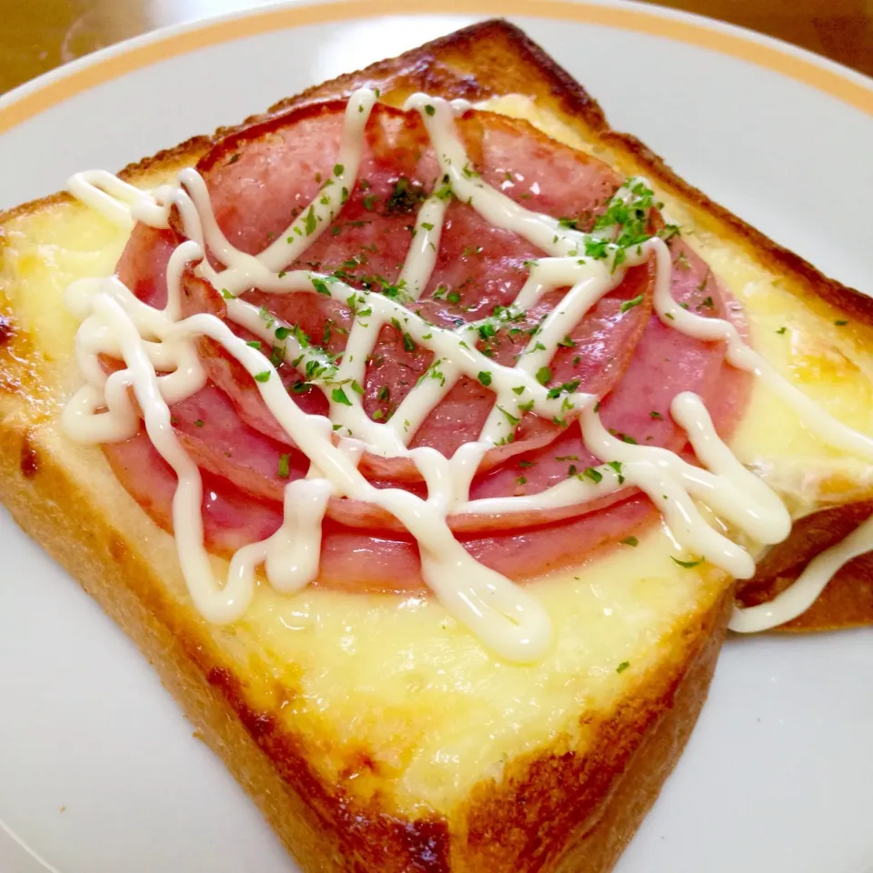 Snapdishの料理写真:ビアハムでチーズマヨトースト🧀🍕火傷に注意👷|まいりさん