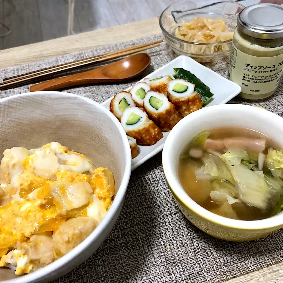 親子丼と白菜スープの夜ごはん|ゆかｕさん