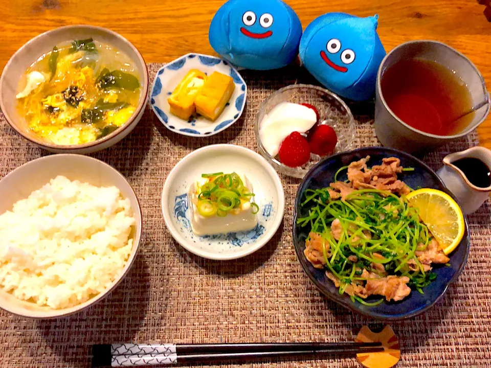 豆苗と豚バラの炒め物とか|ヒヨリ飯さん