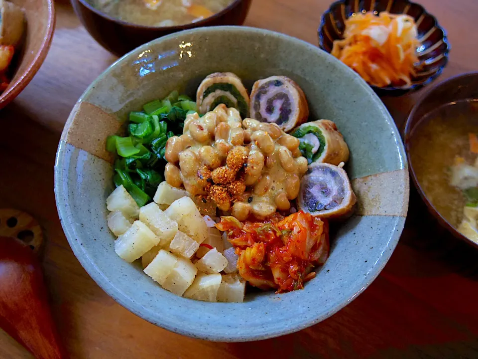 残り物で納豆丼|@chieko_tanabe_さん