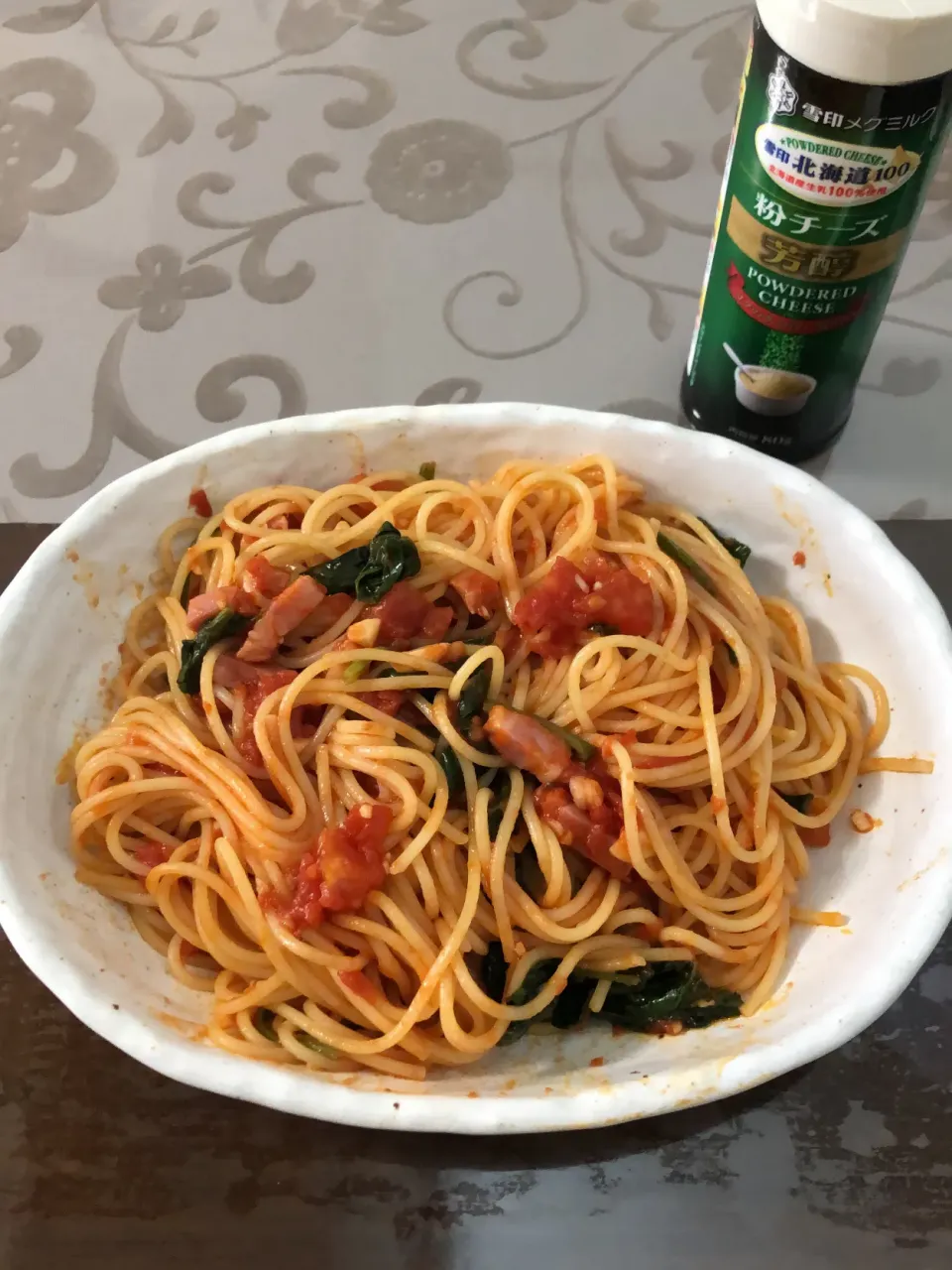 ほうれん草とベーコンとパスタ🍴|たかこさん