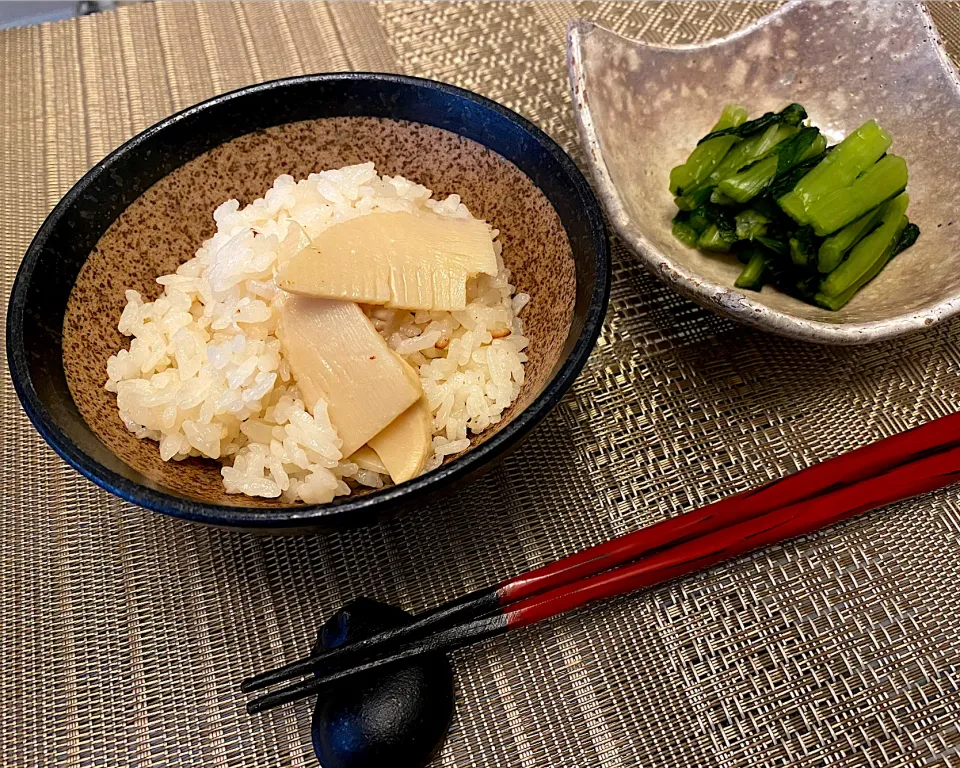 竹の子ご飯と野沢菜漬け|にゃあ（芸名）さん